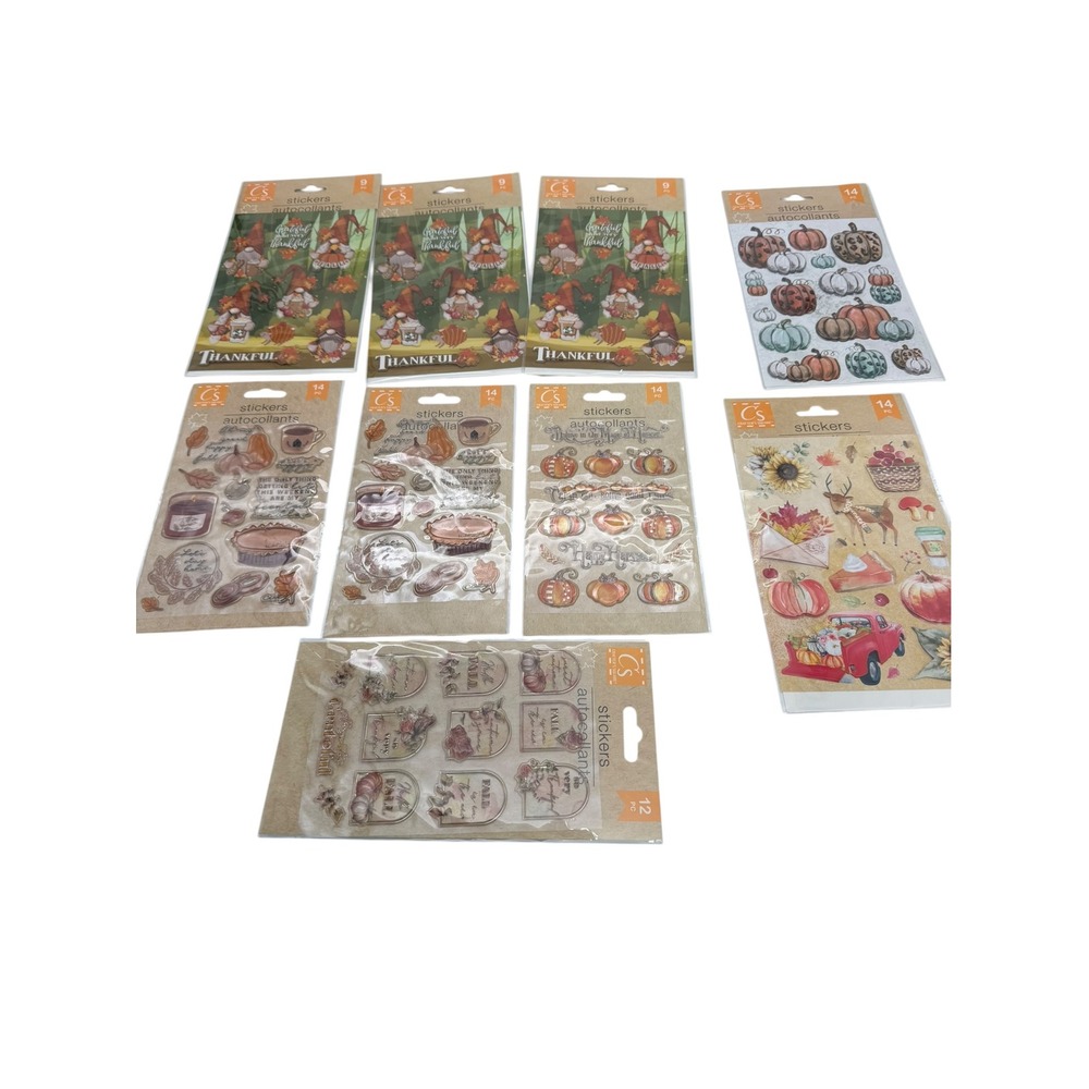 Crafter's Square Fall Autumn Sticker Sheets Gnomes Pumpkins Harvest 8 Pack new
